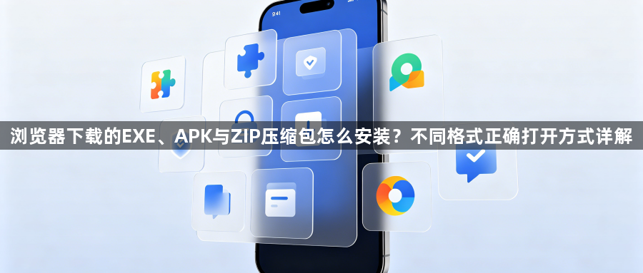 浏览器下载的EXE、APK与ZIP压缩包怎么安装？不同格式正确打开方式详解1